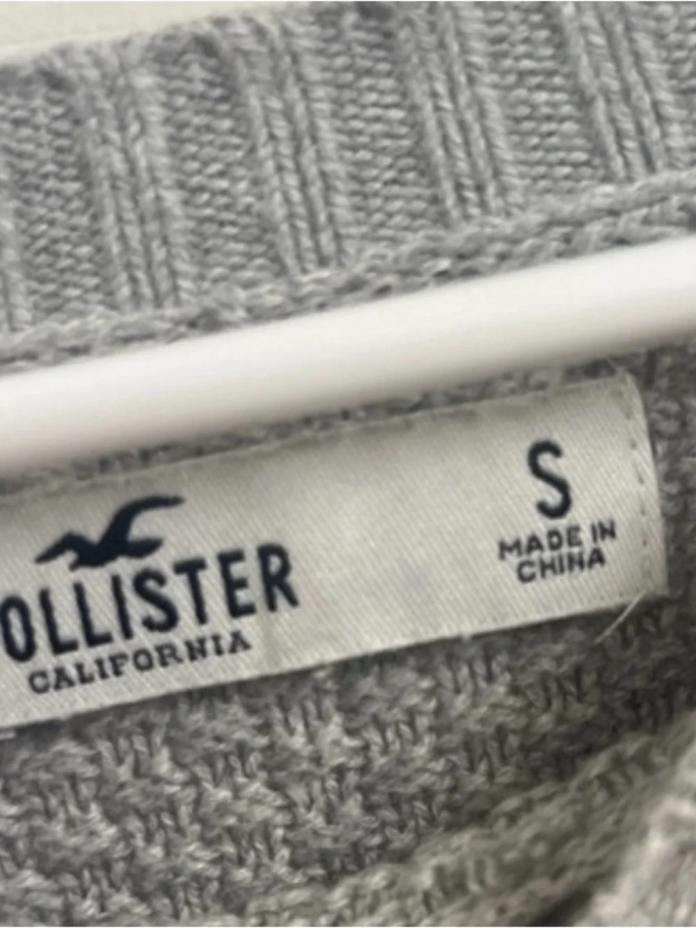 Hollister Light Gray Knit Crewneck Sweater